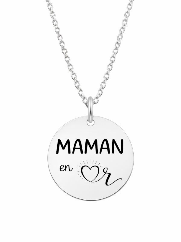 Bijou maman personnalisé collier gravé Maman en Or